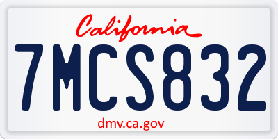 CA license plate 7MCS832