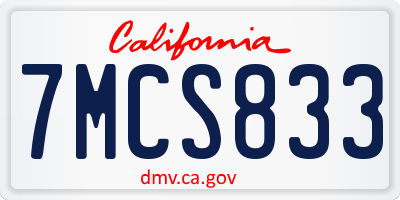 CA license plate 7MCS833