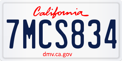 CA license plate 7MCS834