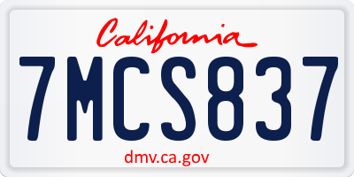 CA license plate 7MCS837