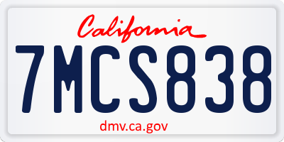 CA license plate 7MCS838