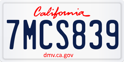 CA license plate 7MCS839