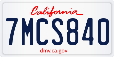 CA license plate 7MCS840