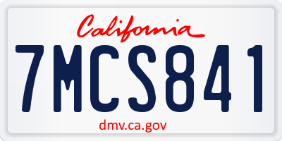 CA license plate 7MCS841