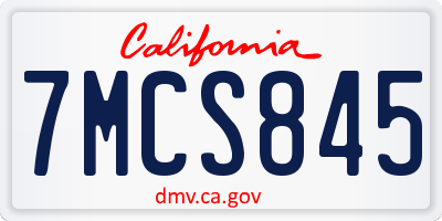 CA license plate 7MCS845