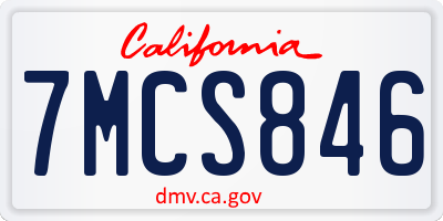 CA license plate 7MCS846