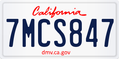 CA license plate 7MCS847