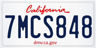 CA license plate 7MCS848