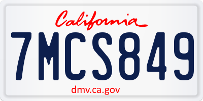 CA license plate 7MCS849
