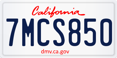CA license plate 7MCS850