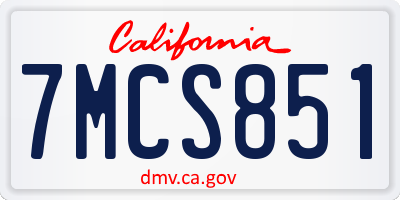 CA license plate 7MCS851