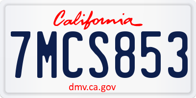 CA license plate 7MCS853