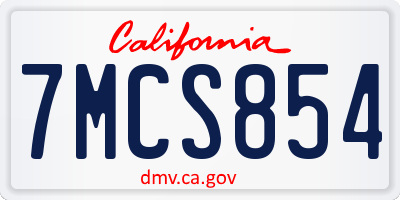 CA license plate 7MCS854