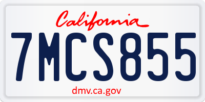 CA license plate 7MCS855