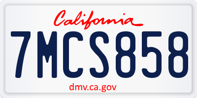 CA license plate 7MCS858