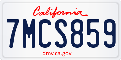 CA license plate 7MCS859