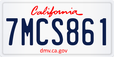CA license plate 7MCS861