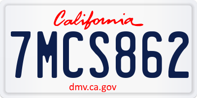 CA license plate 7MCS862