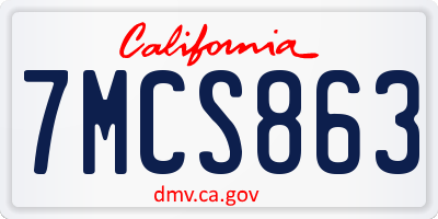 CA license plate 7MCS863