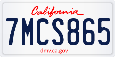 CA license plate 7MCS865
