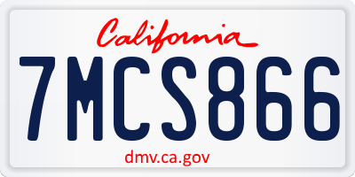 CA license plate 7MCS866