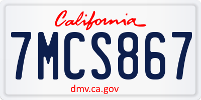 CA license plate 7MCS867