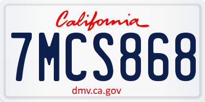 CA license plate 7MCS868