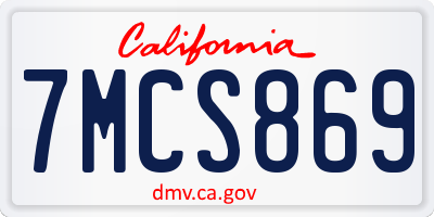 CA license plate 7MCS869