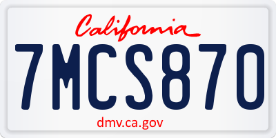 CA license plate 7MCS870