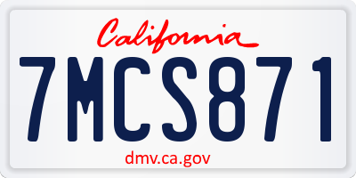 CA license plate 7MCS871
