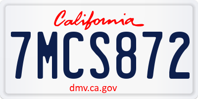 CA license plate 7MCS872
