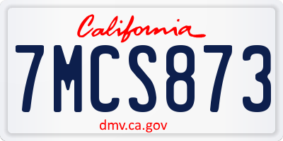 CA license plate 7MCS873