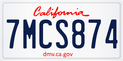 CA license plate 7MCS874