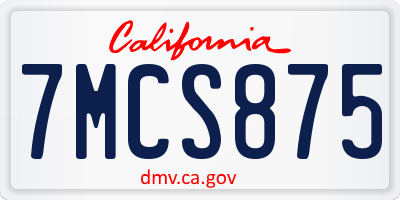 CA license plate 7MCS875