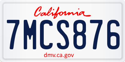 CA license plate 7MCS876