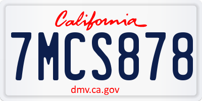 CA license plate 7MCS878