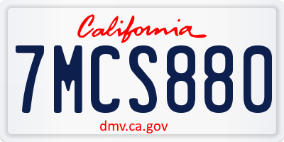 CA license plate 7MCS880