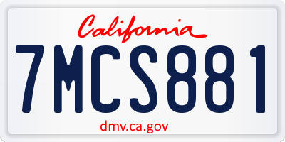 CA license plate 7MCS881