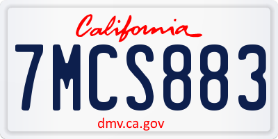 CA license plate 7MCS883