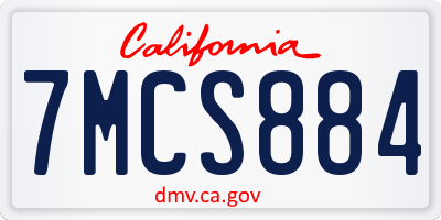 CA license plate 7MCS884