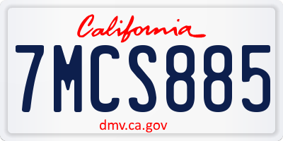 CA license plate 7MCS885