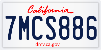 CA license plate 7MCS886