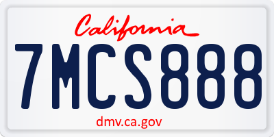 CA license plate 7MCS888