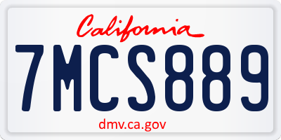 CA license plate 7MCS889