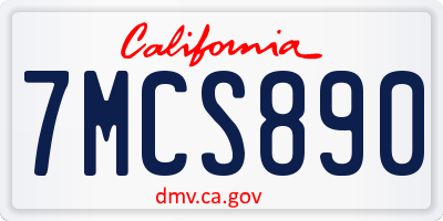 CA license plate 7MCS890