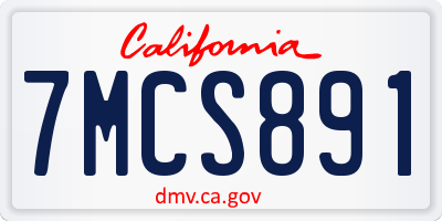 CA license plate 7MCS891