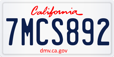 CA license plate 7MCS892