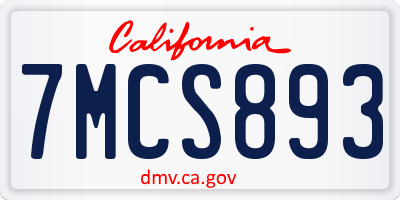 CA license plate 7MCS893