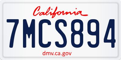 CA license plate 7MCS894