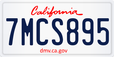 CA license plate 7MCS895